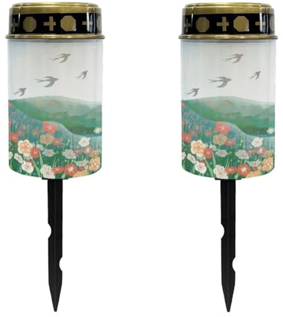 Luarisgur Solar Cross for Cemetery Grave Daisy Solar Lights for Cemetery Flameless Eternal Lights for Graves Waterproof Lamp Lanterns 2 Pack Cemetery Lights for Grave