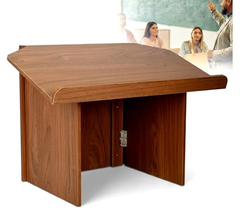 uyoyous Podium pour Église Pupitre Pliable avec Support pour Livres Design Portable en Bois et Acier Support pour Présentations en Classe Dimensions: 68L x 38l x 48,4H cm