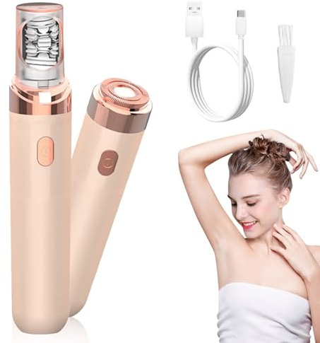 Depiladora facial para mujer, depiladora recargable con luz LED inteligente, dispositivo inalámbrico 2 en 1, indoloro y portátil, para cara, manos, piernas, cuerpo, axila (rosa)