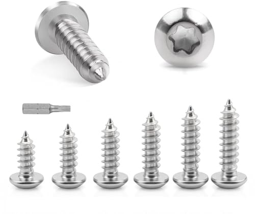 205 Pièces Vis Autotaraudeuses à Tête Ronde M4 avec, Kit de Vis Torx T20 (16/20/25/30/35 mm) pour Assemblage Bois, Panneaux de Particules, Réparations Métal et Menuise