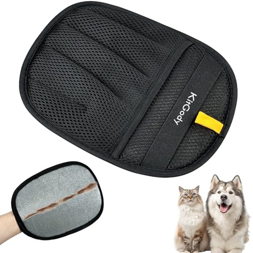 KitGody Upgraded Pet Hair Removal Glove, Five-Finger Electrostatic Pet Hair Remover for Cats & Dogs, Reusable hair remover mitt for Furniture, Sofa, Carpet, Car Seat & Clothing（Black）