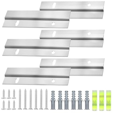 Gettimore Lot de 3 supports de montage mural en Z avec vis et chevilles pour cadres, miroirs, étagères, argenté, compatible avec cloison sèche en bois