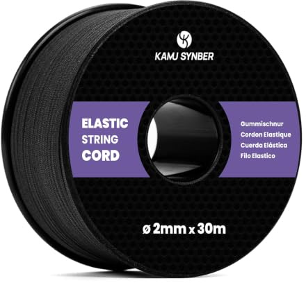 Elastisk Tråd 2mm x 30m Elastisk Pärltråd Snöre Gummisnöre | Svart | 100% Stretch, Ytterpolyester, Innergummi, Armband, Pärlor, Sömnad, Gör-Det-Själv, Hantverk