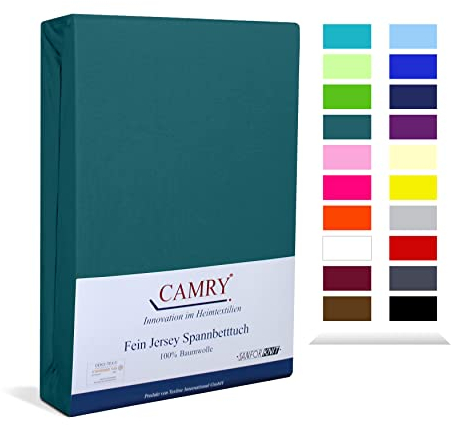 Camry Spannbettlaken 140x200cm - 160x200cm Petrol Baumwolle Bettlaken Jersey Spannbetttuch Oeko-Tex 100