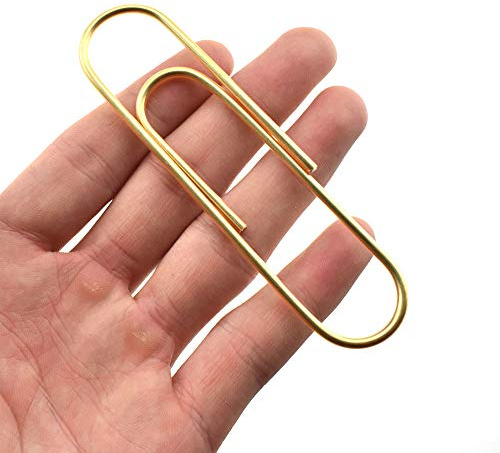 HAHIYO Paperclips 4 inch (100mm) Extra Large Paper Clips Sturdy Bright Gold Vinyl Coated Prevent Scratching Tearing The Pages for Bookmark Organize Home Office School 14 Pack