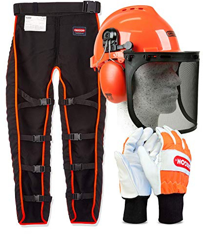 Kit di abbigliamento antinfortunistica Oregon di tipo A con gambali universali, casco e guanti di taglia S