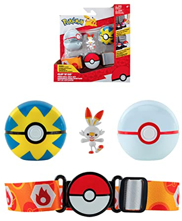 Ceinture Clip 'N' Go BANDAI - Pokémon - 1 ceinture, 1 Quick Ball, 1 Premier Ball et 1 figurine 5 cm Flambino
