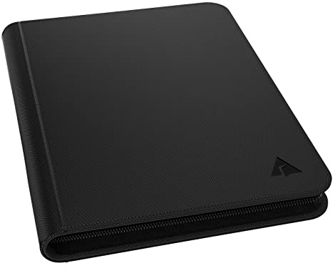 Rayvol Premium 1000+ Pockets Card Binder, 16-Pocket Ringless Trading Card Album Folder - Side Loading UltraSonic-161024 Tech Zip Binder for TCG -Black