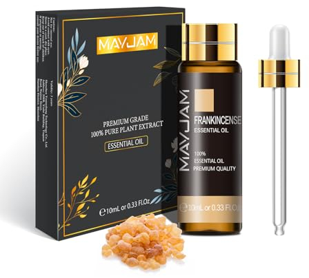 MAYJAM Frankincense Essential Oil 10ML - Pure, Undiluted - Premium Quality Essential Oils with Glass Dropper - for Diffuser and DIY Candle Making