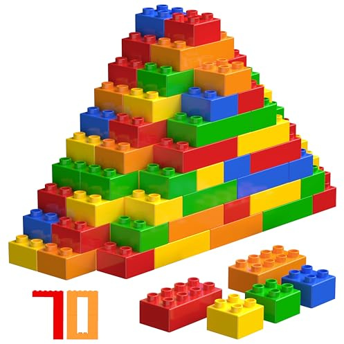 WYSWYG Set di grandi blocchi da costruzione per età 3-5, grandi mattoni da costruzione compatibili con mattoni Duplo, blocchi di costruzione per bambini per età 3 4 5 6, grandi blocchi regali per