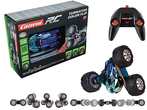 Carrera RC Turnator Color Flip I Ferngesteuertes Fahrzeug mit 360 Bewegungsradius | Chamäleon-Effekt Lackierung | LED-Licht I 20 Min Fahrzeit | Spritzwassergeschützt | Ready to Run | Ab 6 Jahren