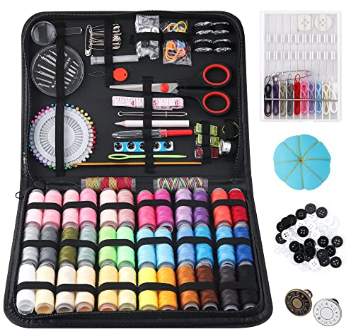 DUSCS Großes Nähset für Erwachsene, 235-teiliges Nadel- und Garn-Set mit grundlegendem Nähzubehör und Zubehör für Reisen, kleine Reparaturen, Notfallreparaturen, Handnähen, Anfänger, Anfänger