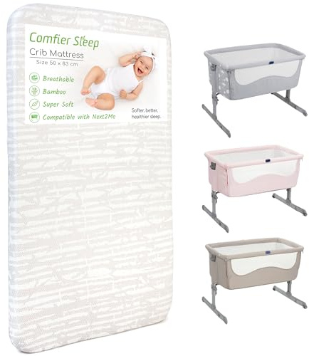 Next To Me Bedside Crib Mattress 50x83 cm With Super Soft Bamboo Cover Perfectly Fits All Standard Bedside Cribs