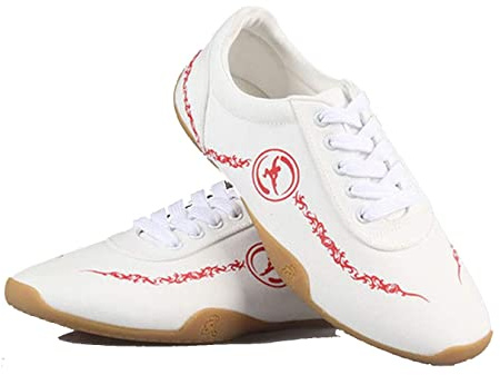 Toile Arts Martiaux Sneakers pour Hommes, Respirant Kung Fu Tai-Chi Chaussures Anti-Slip Mode Qigong Wing Chun Formateurs,Blanc,43