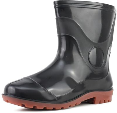 IMTY Mens Short Mid Calf Wellies Waterproof Ankle Rain Boot Snow Farm Outdoor Festival Gardening Wellington Boots (Black, UK Footwear Size System, Adult, Men, Numeric, Medium, 7)