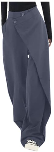 KBOPLEMQ Pantaloni da donna eleganti, a vita alta, per il tempo libero, casual, estivi, per ufficio, lavoro, estate, business, feste, con bottone irregolare