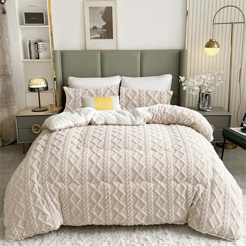 DALINA Edredón Invierno 180x260 cm - Nórdico Borreguito Reversible (Franela/Sherpa) Suave con Funda de Almohada - Colcha Cálida para Cama, Couette, Frazada - Microfibra de Poliéster