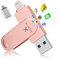 Chiavetta USB per iPhone 512gb Apple MFi-zertifizierter,Xaytrre Memoria Esterna Lightning,Pen Drive USB C 3.0,3 in 1 Pennetta Backup per iPhone/Smartphone/iPad/Android/PC,(Rosa)