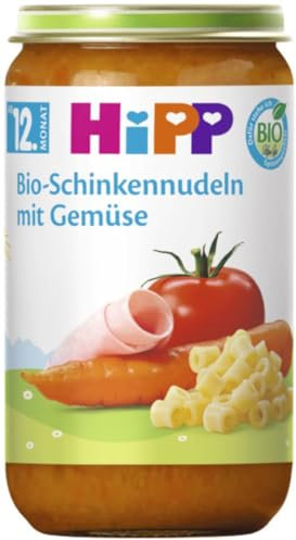 HiPP Bio-Schinkennudeln mit Gemüse (6 x 250g), Menü ab 12. Monat, mit Omega-3, in bester Bio-Qualität