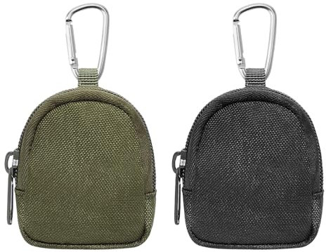 VOSSOT 2 PCS Coin Purse mit Reißverschluss,Leckerlitasche für Hunde Schlüsseltasche Für Den Außenbereich Taktische Mini Geldbeutel Mini-Schlüsseltasche Change Purses Nylon Münzbeutel Münzgeldbörse