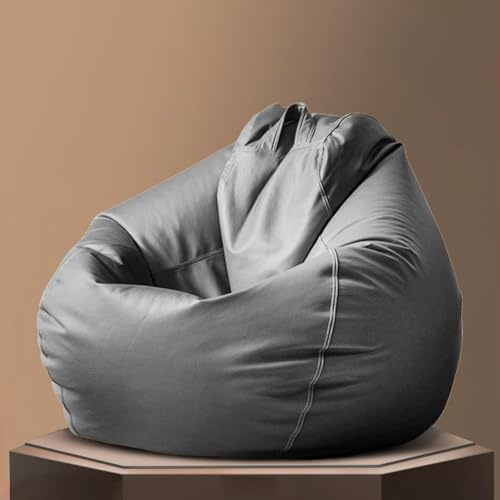 XIUWOUG Funda de Tela de Cuero para sillas de puf (sin Rellenos), Funda de sofá para Puff, Funda de sofá de puf Grande para Dormitorio, Sala de Estar (Solo Cubierta),Gris,XL