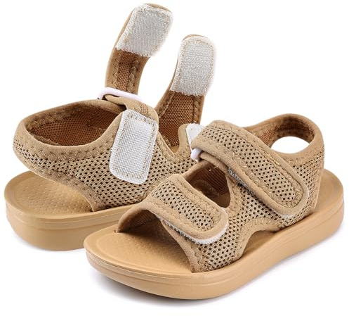 GUAGUA PRINCE Toddler Sandals with Adjustable Straps, Non-Slip Water Shoes for Boys & Girls, Breathable Mesh Baby Walking Sandals for Pool