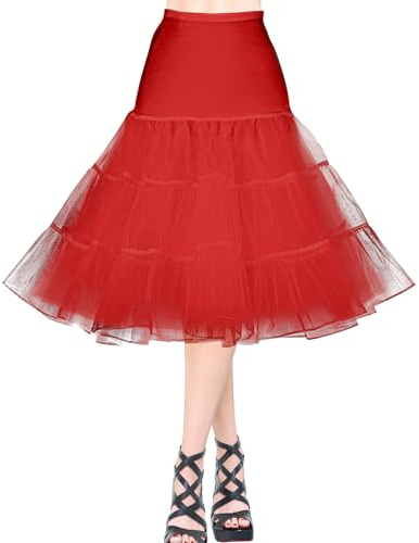 AYBUY Sottogonna Anni '50, Sottogonna Donna Tulle, Sottoveste Donna Vintage, Sottoveste Da Ballo Per Matrimonio, Rosso-XL