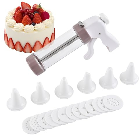 Bkljkf Presse à biscuits - Appareil de cuisson pour gâteaux - Avec 13 emporte-pièces et 6 de pulvérisation pour la décoration de dessert à la maison et les pâtisseries de Noël