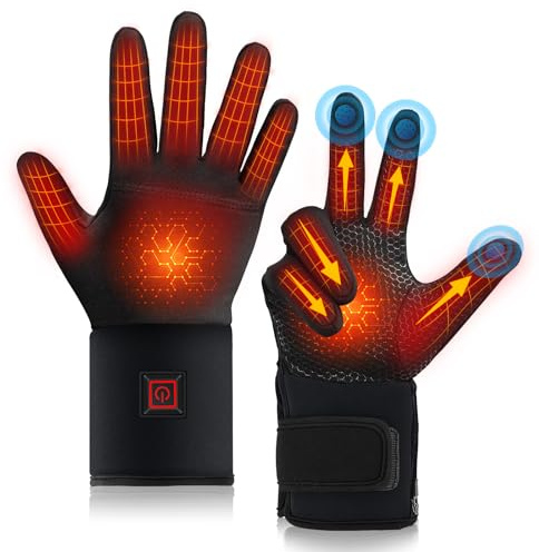 Heated Gloves for Men Women Rechargeable, Electric Heated Warm Winter Gloves for Motorcycle Skiing Bike Hunting Camping - Gloves for Cold Weather, Large