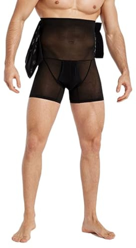 HLTYGWX Pantaloncini Modellanti Dimagranti a Compressione da Uomo Cintura Addominale Regolabile in Rete Traspirante per Il Controllo della Pancia (Nero, XL)