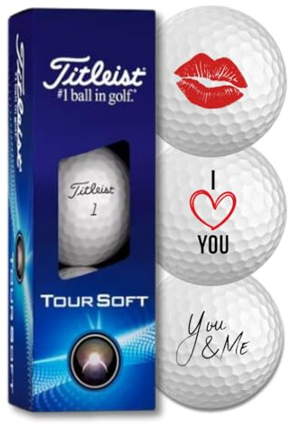Titleist Tour Soft I Love You Lot de 3 balles de golf pour amoureux