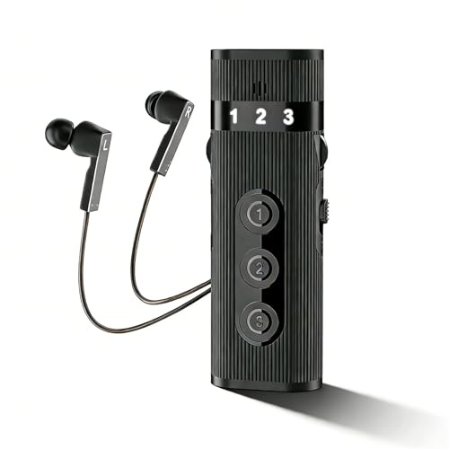 Sxhlseller Amplificatore Audio per Anziani, Amplificatore Audio Personale con Cuffie Cablate, Controllo Volume, Cancellazione Rumore, Ricaricabile Dispositivo di (BLACK)