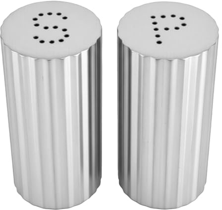 HEEPDD Shaker per Condimenti in Acciaio Inossidabile da 2 Pezzi, Dispenser per Condimenti Multifunzionali in Metallo per Sale in Polvere, Zucchero, Peperoncino in Polvere, con Cuscinetto (SILVER)
