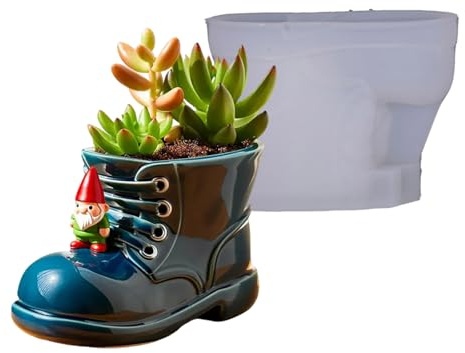 Creative Work Boot Silicone Mold for Resin Planter Pen Holder Cement Casting Craft Holiday Gifts Shoe Shape Vase Silicone Mold