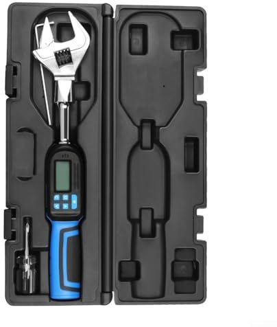 Qualoramall Llave dinamométrica digital 6,8-135 Nm con cabeza de carraca, rango ajustable, LED y alertas audibles, almacenamiento de datos para uso industrial automotriz, acero al cromo vanadio, azul