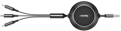 Baseus Cavo regolabile 3 in 1, USB, Lightning/Type-C/Micro-USB, 1,20 m, nero, 3,5 A (CAMLT-JH01)