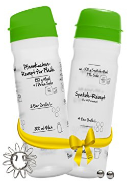 Spätzle-Shaker Shaker-Set (GRÜN) mit 875ml-Pfannkuchen-Shaker + 4-Portionen-Spätzle-Shaker Teigmixer mit Spätzlepresse und Portionierer Patentiert Made in Germany