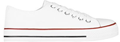 KRISP Womens Low Top Canvas Trainers, White [2345], 3, 2345-WHT-3