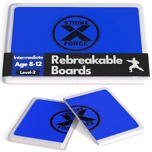 STRIKEXFORCE Rebreakable Breaking Board for Martial Arts - Blue, Difficulty Level 2 - Taekwondo & Karate Training