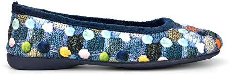 Sleepers Womens Samira Ballerina Slippers with Memory Foam Insole and Rubber Sole Blue 7 UK