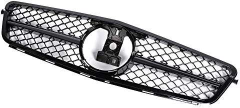 Rejilla de cap¨® Aramox, rejilla de parachoques delantero negro para coche para AMG, compatible con clase C W204 08-14