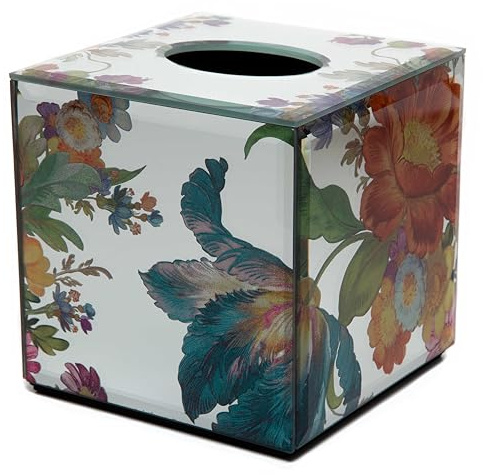 MACKENZIE-CHILDS Tissue-Box Cover, Tissue Holder for Home Decor, Flower Market Reflections, Square
