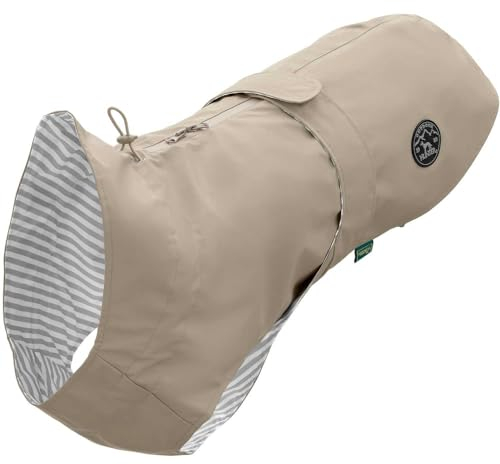 HUNTER Hunde-Regenmantel Milford, Farbe: Taupe, ergonomische Passform für optimalen Schutz, individuell verstellbar, Reißverschluss für Geschirrträger, pflegeleicht & waschbar bei 30 °C, Größe: 40