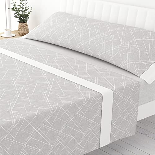 Victorio & Lucchino Juego de Sábanas Estampadas de Verano Algodón/Poliéster (Cama 135/140cm (1 Almohada), Fiora - Gris)