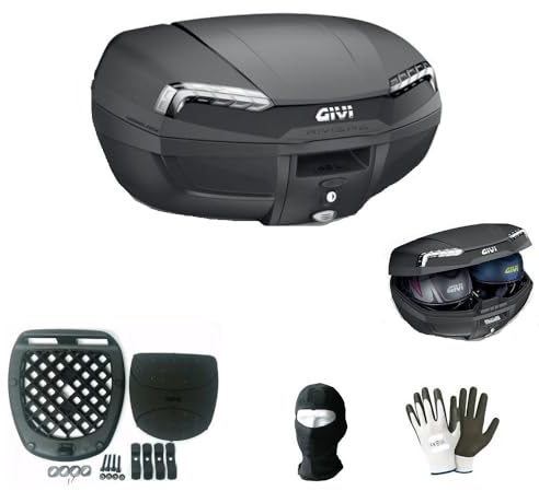 Compatible avec Aprilia SRV 850 Top Case Valise E46NT Riviera avec RÉFLECTEURS Blancs+KIT DE Montage+Tapis Anti-Vibration+Plaque pour Porte-Bagages Moto 2 Casques