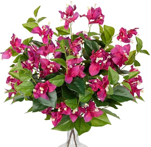 Arborus 2 st konstgjorda blombuketter stjälk 50 cm konstgjord silke bougainvillea växt falsk vårrosa blommor med gröna blad inomhus för blomsterarrangemang bröllop bordsuppsatser kontor heminredning