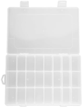 Bojueshaw Transparent 24-Grid Storage Box for Jewelry, Sewing Accessories, Medication, DIY Parts Organizer, Removable Compartments for Small Parts, Beads, Buttons, Craft Supplies