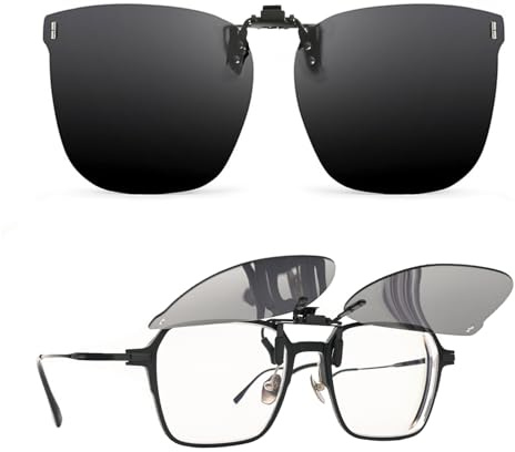 VLYX Lunettes de soleil clipsables rondes polarisées - Montures antireflets rabattables sur lunettes de vue avec étui à verres, protection UV pour la conduite, pour femmes et hommes