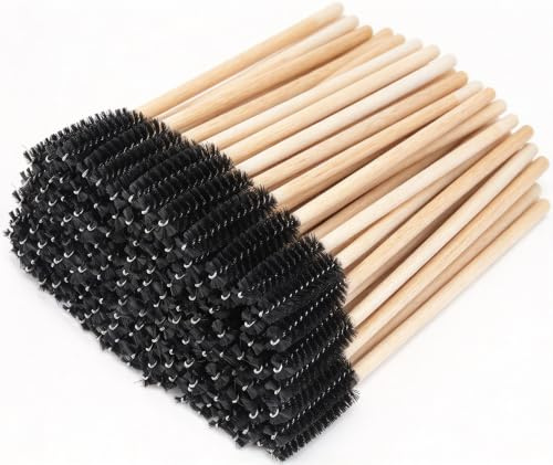 100PCS Disposable Eyelash Brushes, Lash & Eyebrow Mascara Wands, Black Spoolies Makeup Applicator Kit