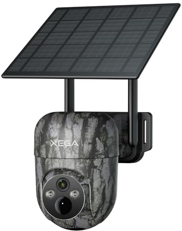 Xega Cámara De Caza Solar 4G Exterior con Tarjeta SIM Sin WiFi PTZ 2K 3MP | Detección Personalizada, Proiettore Y Sirena, Alerta Instantánea App, Almacenamiento TF/Nube, IP66 , Suscripción Obligatorio